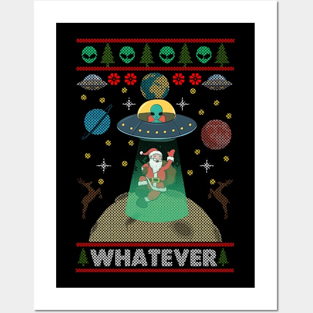 Alien Santa Abduction Ugly Christmas Sweater Wall Art by savariya